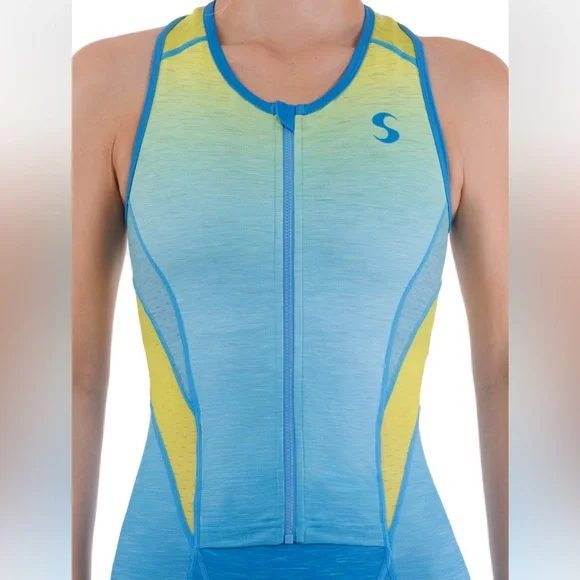 Synergy Pro Sleeveless Racerback Tri Suit in aqua NEW - Picture 3 of 15